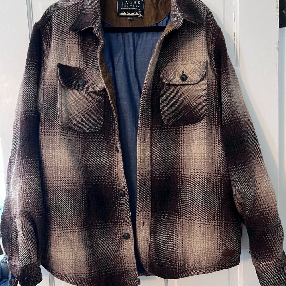 Jachs Men's Checkered Shirt Jacket - Black and Cream